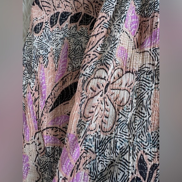 Ulla Johnson Silk Blend Ruffle Floral Lara Blouse Pink Neutral Top Size 4 - Picture 12 of 16